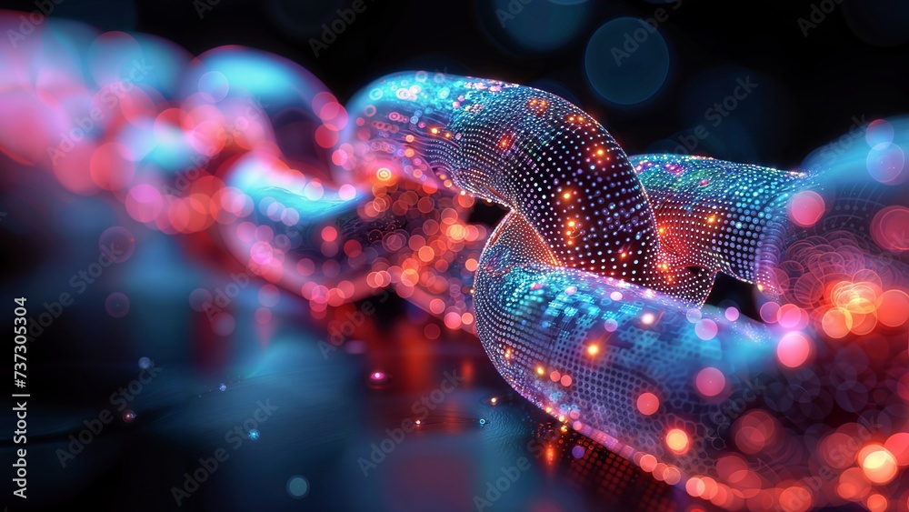 Obraz premium Blockchain Hand: A Digital Image of Connectedness and Collaboration with AI