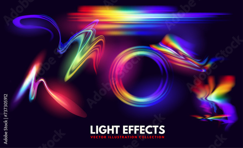 Unique transparent vector lens flare rainbow light effects. Special effects vector illustration.
