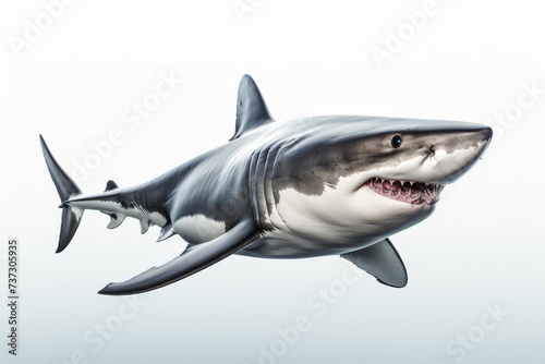 Great White Shark isolate on white background.