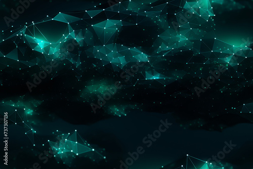 Digital visualization of an abstract neural network with interconnected lines and luminous nodes, representing complex data connections or artificial intelligence.. © bajita111122