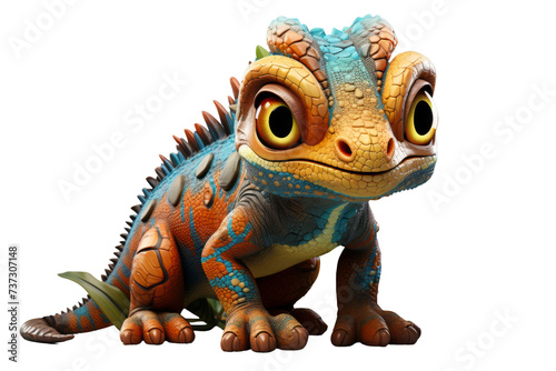 The transparent background is useful for graphic design with a worried chameleon cartoon © darshika