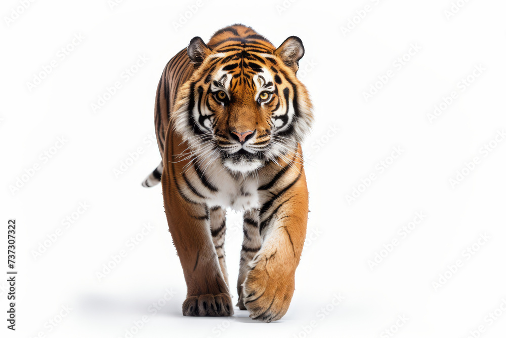 tiger standing, isolated on white background. tiger standing, isolated on white background.