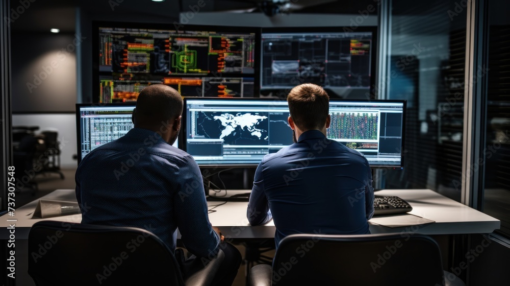 A group of IT specialists working together on a new project A group of IT specialists working together on a new project