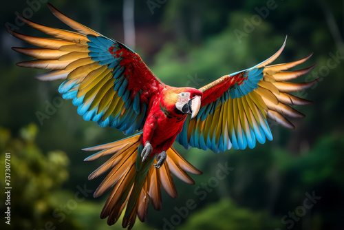 close up portrait of colorful  macaw parrot. © bajita111122