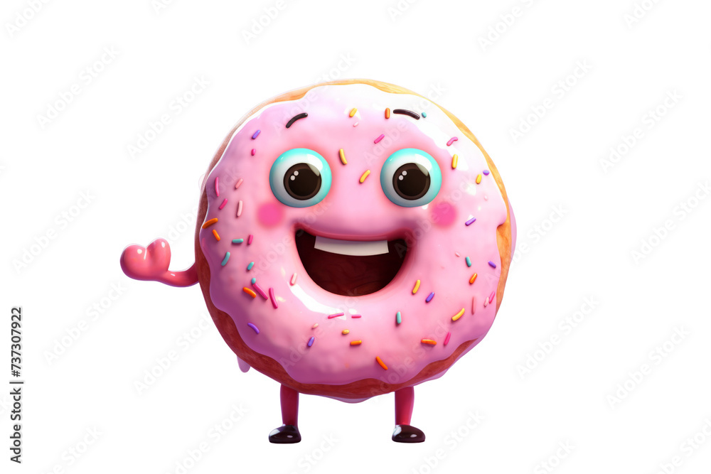 Pink donut decorated top view isolated on background with cut out transparent Pink donut decorated top view isolated on background with cut out transparent