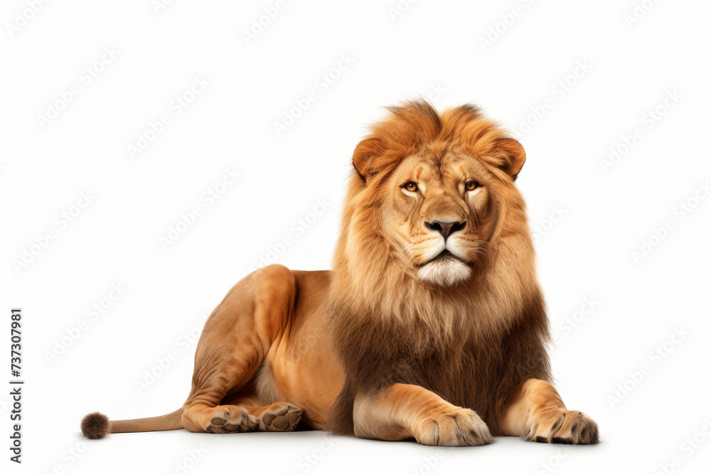 lion portrait isolated on white background.