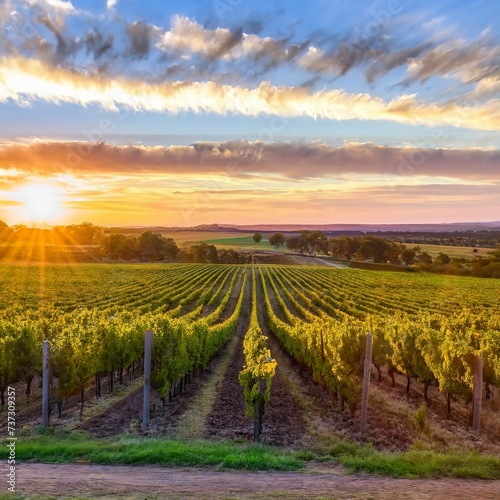 A Beautiful Sunset over a Barossa Vineyard