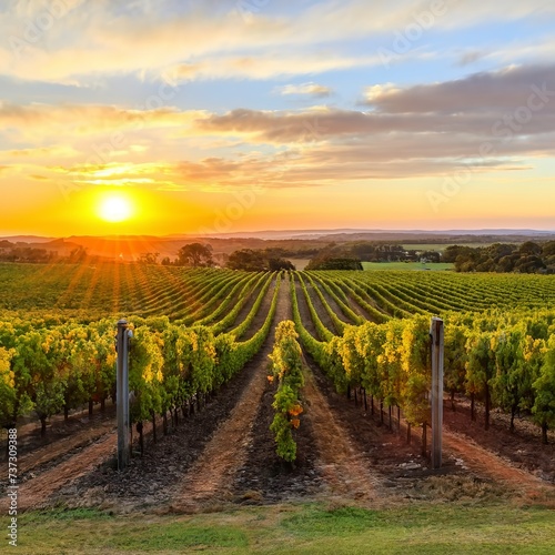 A Beautiful Sunset over a Barossa Vineyard