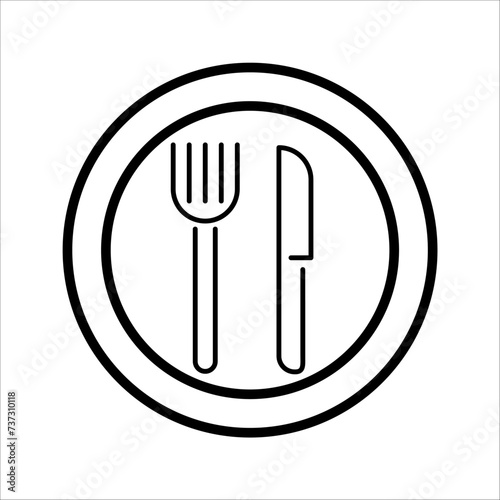 Fork, spoon, dish line icon, outline vector sign, linear pictogram isolated on white. Restaurant, food court symbol, logo illustration