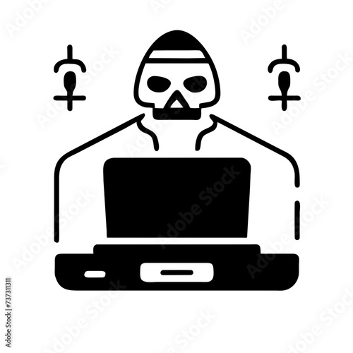 Hacker icon in vector format, depicting a cyber spy with a sleek and stealthy appearance, perfect for representing cybersecurity and digital espionage.