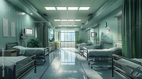 Empty hospital hallway.