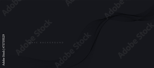 Abstract black wavy lines on a black background. Vector modern black background template. 