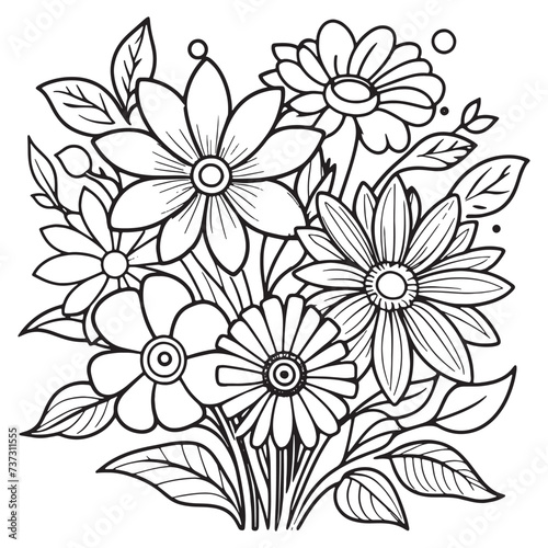 Luxury floral outline drawing coloring book pages line art sketch 