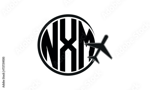 NXM three initial letter circle tour & travel agency logo design vector template. hajj Umrah agency, abstract, wordmark, business, monogram, minimalist, brand, company, flat, tourism agency, tourist