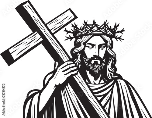 Jesus Christ Carrying the Cross Illustration