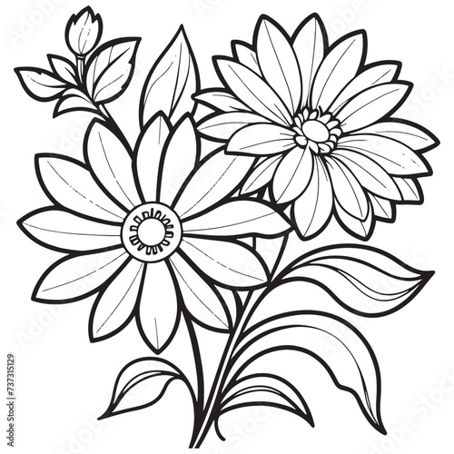 Luxury floral outline drawing coloring book pages line art sketch