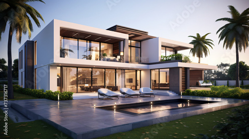 House Render Exterior Modern Villa 3D Home Design © Waji