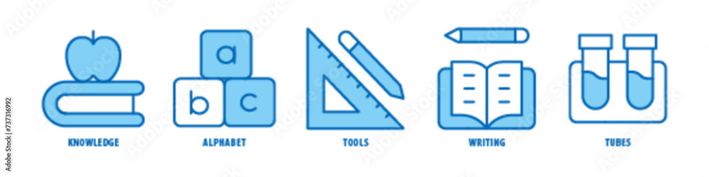 TubesWritingToolsAlphabetKnowledge editable stroke outline icons set isolated on white background flat vector illustration. TubesWritingToolsAlphabetKnowledge editable stroke outline icons set isolated on white background flat vector illustration.