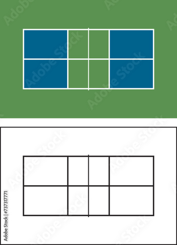 Aerial View of a Pickleball Court Illustration