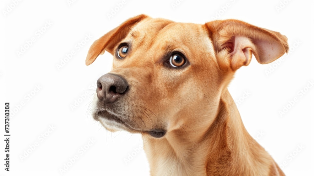 Close-up Portrait of a Brown Dog with Captivating Amber Eyes