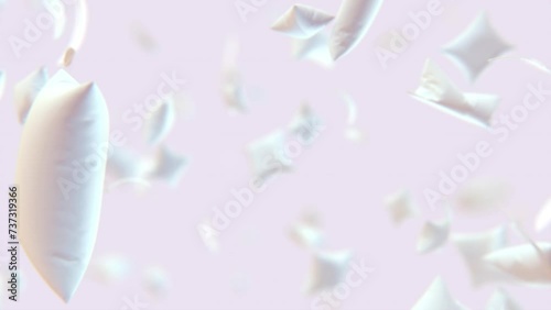 Explosion of down pillows and feathers