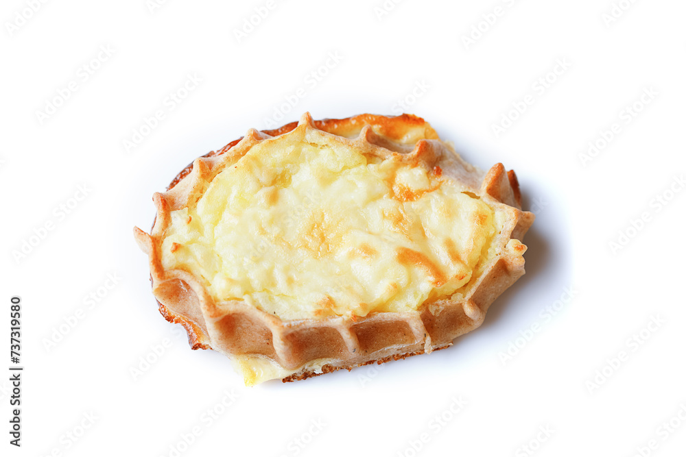 Karelian plays or Karjalanpiirakka. Traditional finnish or north russian pastry isoalted on white background. Karelian plays or Karjalanpiirakka. Traditional finnish or north russian pastry isoalted on white background.