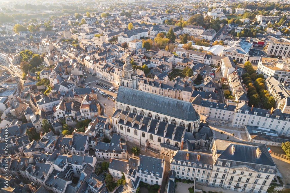 Urban Symmetry: A Majestic Tapestry of Blois Illuminated by the Unique Perspectives of Aerial Drone Photography