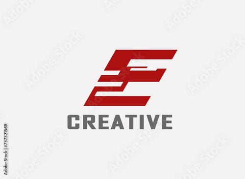 Abstract Initial Letter E Logo. Geometric Line Shapes Letter E Isolated on White Background. Suitable For Business and Branding Logos. Flat Design Vector Template Elements