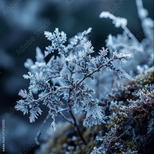 Frozen Flora: Arctic Plant Enveloped in Ice Crystals.