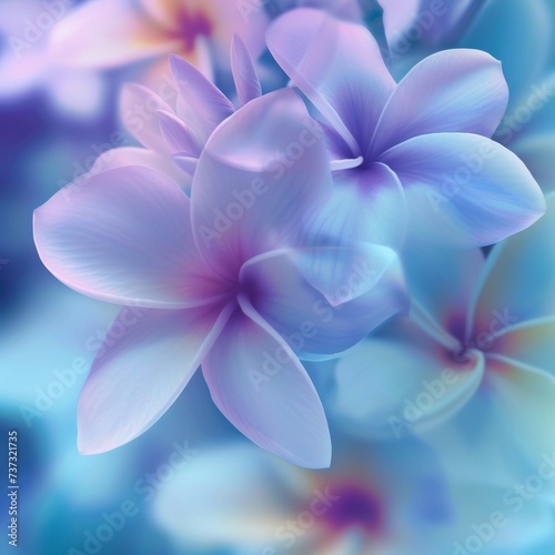 Soft Blue and Purple Plumeria Frangipani.