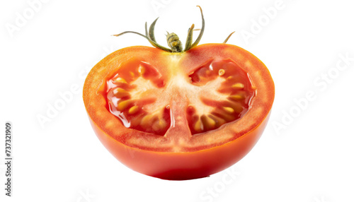 Half of tomato isolated on transparent background.