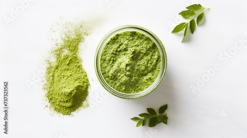 Nutritious Moringa Plant Powder in Glass Jar - Vegan Food