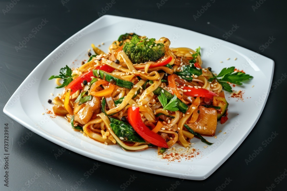 fried noodle on a white plate