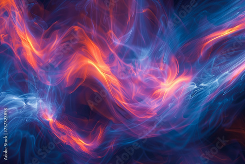 Vibrant  abstract swirls of light in various shades of blue and orange  creating a visually dynamic and energetic atmosphere