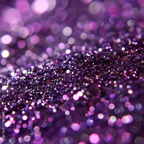 Glistening Violet: Close-Up of Purple Glitter Texture.
