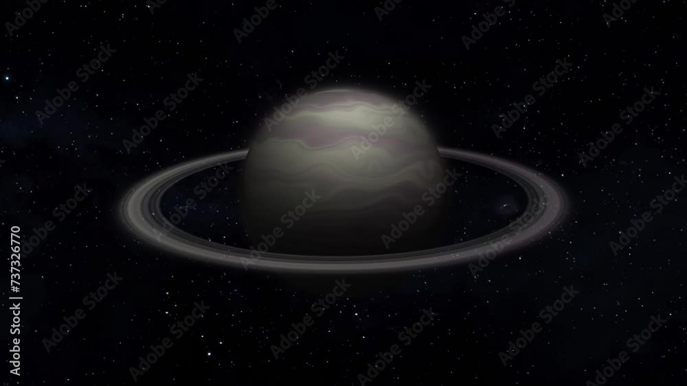 Abstract gas planet with ring rotating in space Abstract gas planet with ring rotating in space