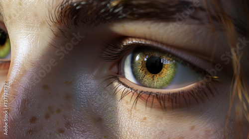 How about a 3D rendering of a beautifully detailed but emotionless pair of eyes photo