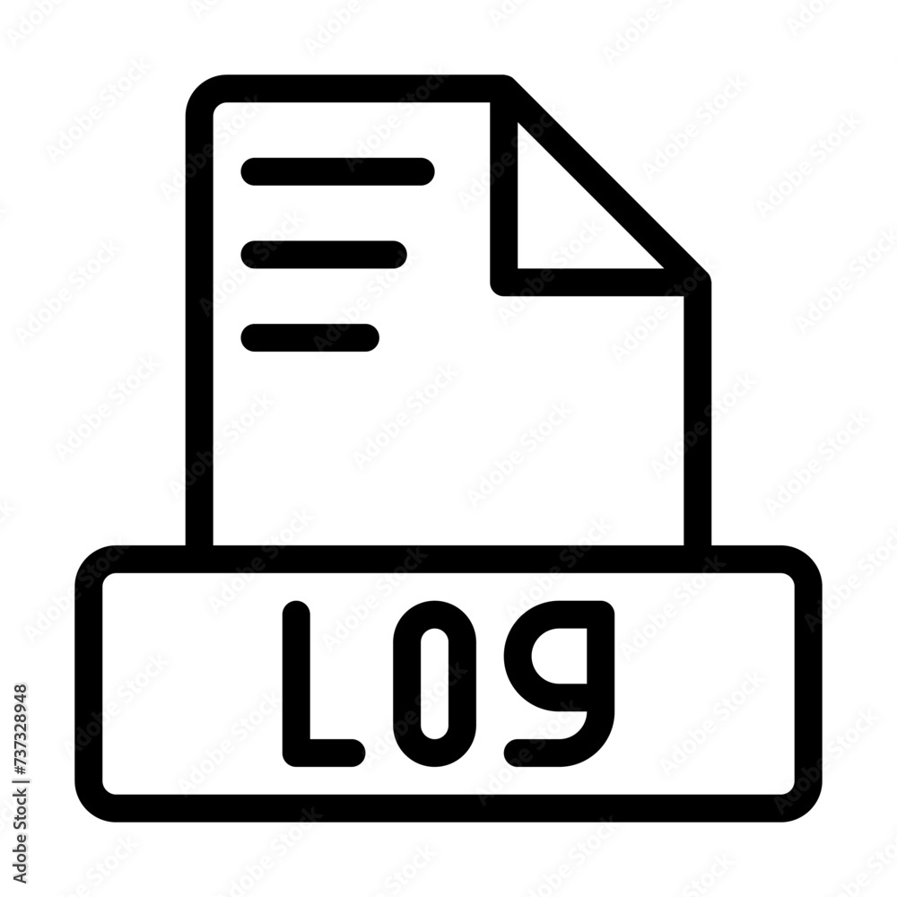 Log file icon. Outline file extension. icons file format symbols. Vector illustration. can be used for website interfaces, mobile applications and software Log file icon. Outline file extension. icons file format symbols. Vector illustration. can be used for website interfaces, mobile applications and software