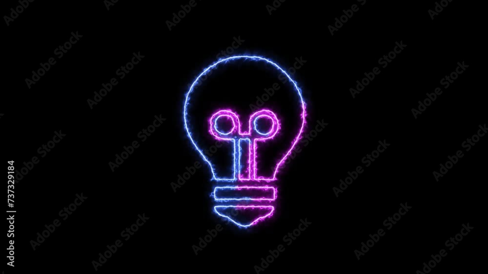 Neon electric effect bulb sign animated. Neon electric effect bulb sign animated.