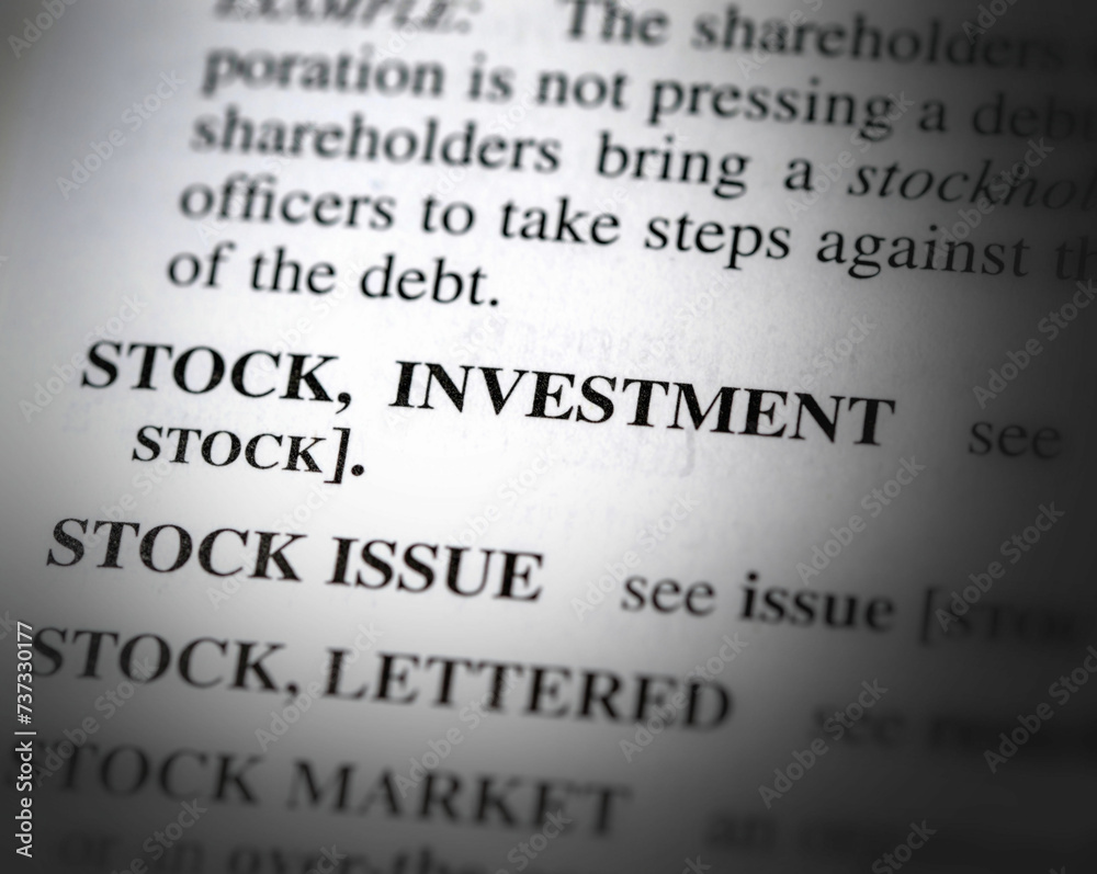 close up photo of the words stock investment close up photo of the words stock investment