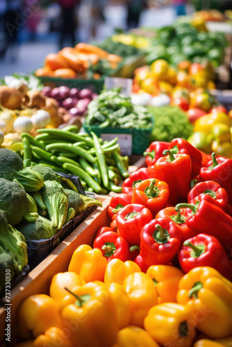 Fresh  Colorful Vegetable Market  A Vibrant Medley of Organic  Healthy  and Colorful Vegetables on Display in a Farmer s Stall