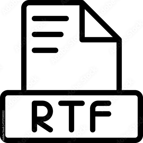 RTF File Icon. Outline file extension. icons file format symbols. Vector illustration. can be used for website interfaces, mobile applications and software