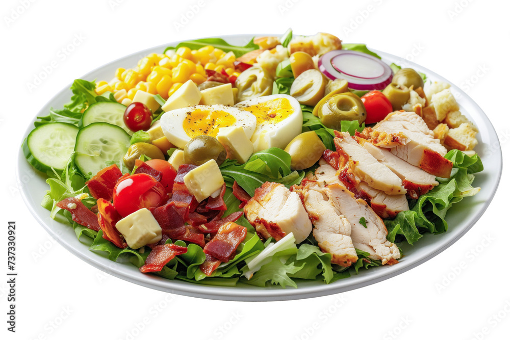Cobb salad on white background Cobb salad on white background