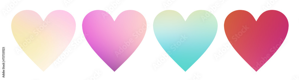 Set of multicolored gradient heart on transparent background. PNG Set of multicolored gradient heart on transparent background. PNG