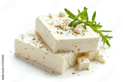 Block of feta cheese with rosemary