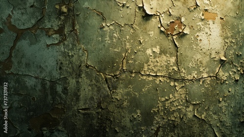 Cracked Weathered Green Painted Wall Texture photo