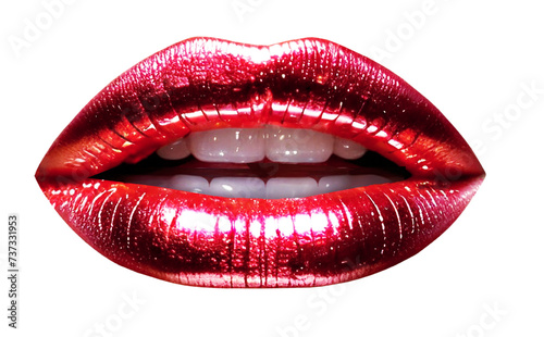 Gold lips. 3D golden kiss and silver lips isolated on transparent background