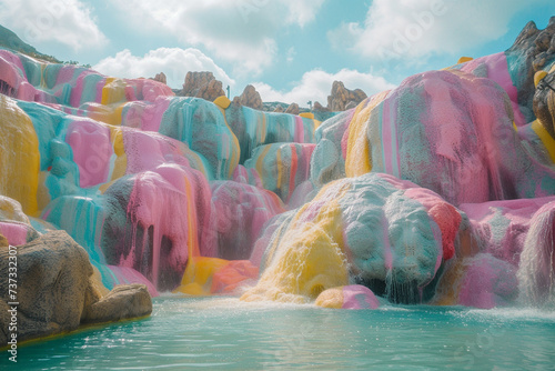 Unbelievable spectacle of a desert oasis replaced with rivulets of assorted ice cream flavors