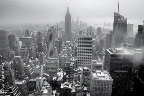 New York City skyline in black and white