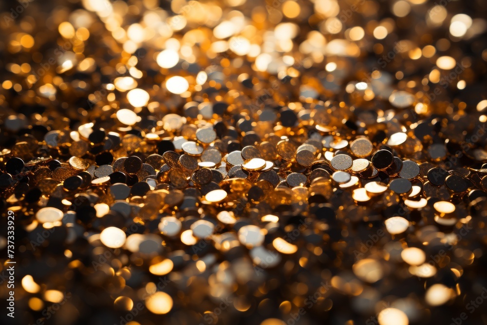 Golden shiny sparkling background with blurred lights